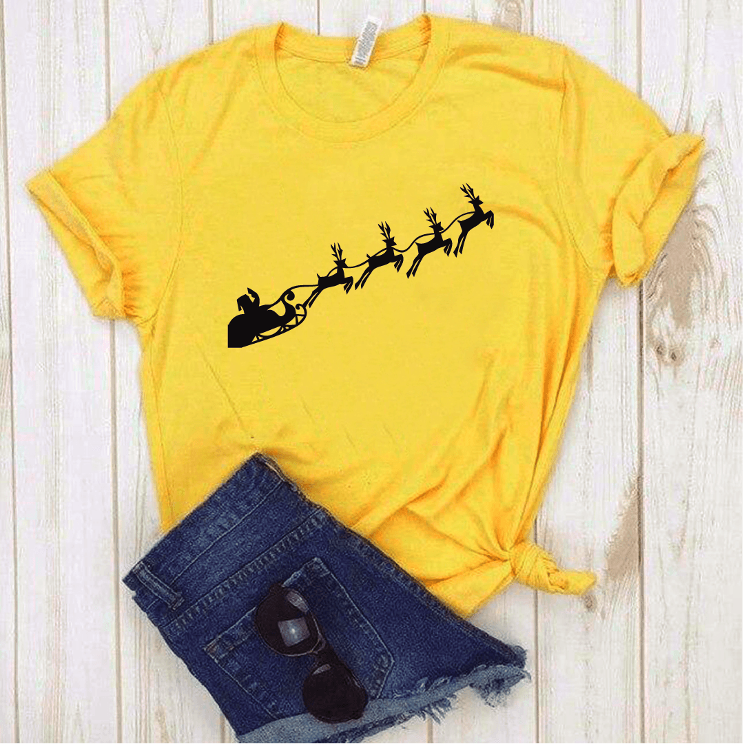 Camisa estampada tipo T-shirt (NAVIDAD) Santa y renos silueta — foto 2