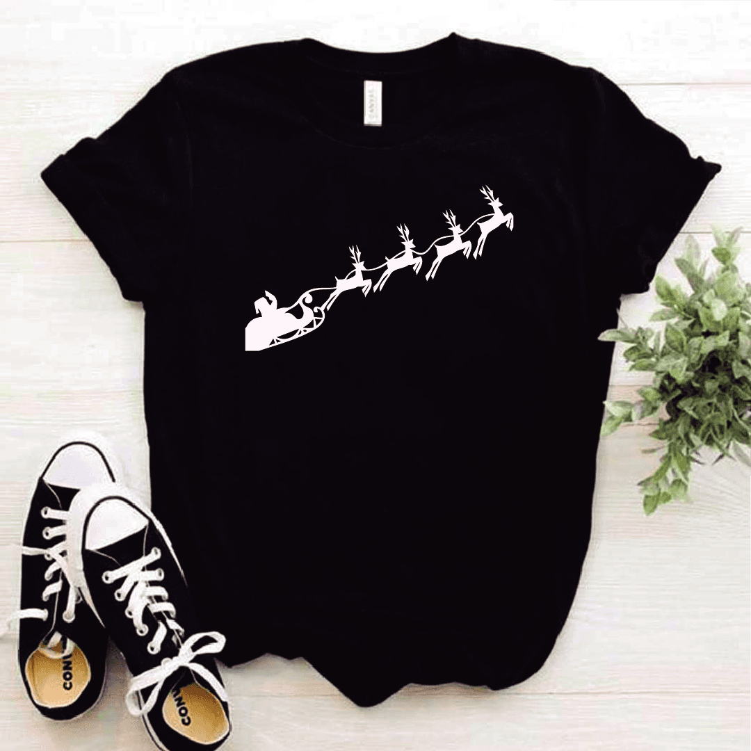 Camisa estampada tipo T-shirt (NAVIDAD) Santa y renos silueta — foto 4