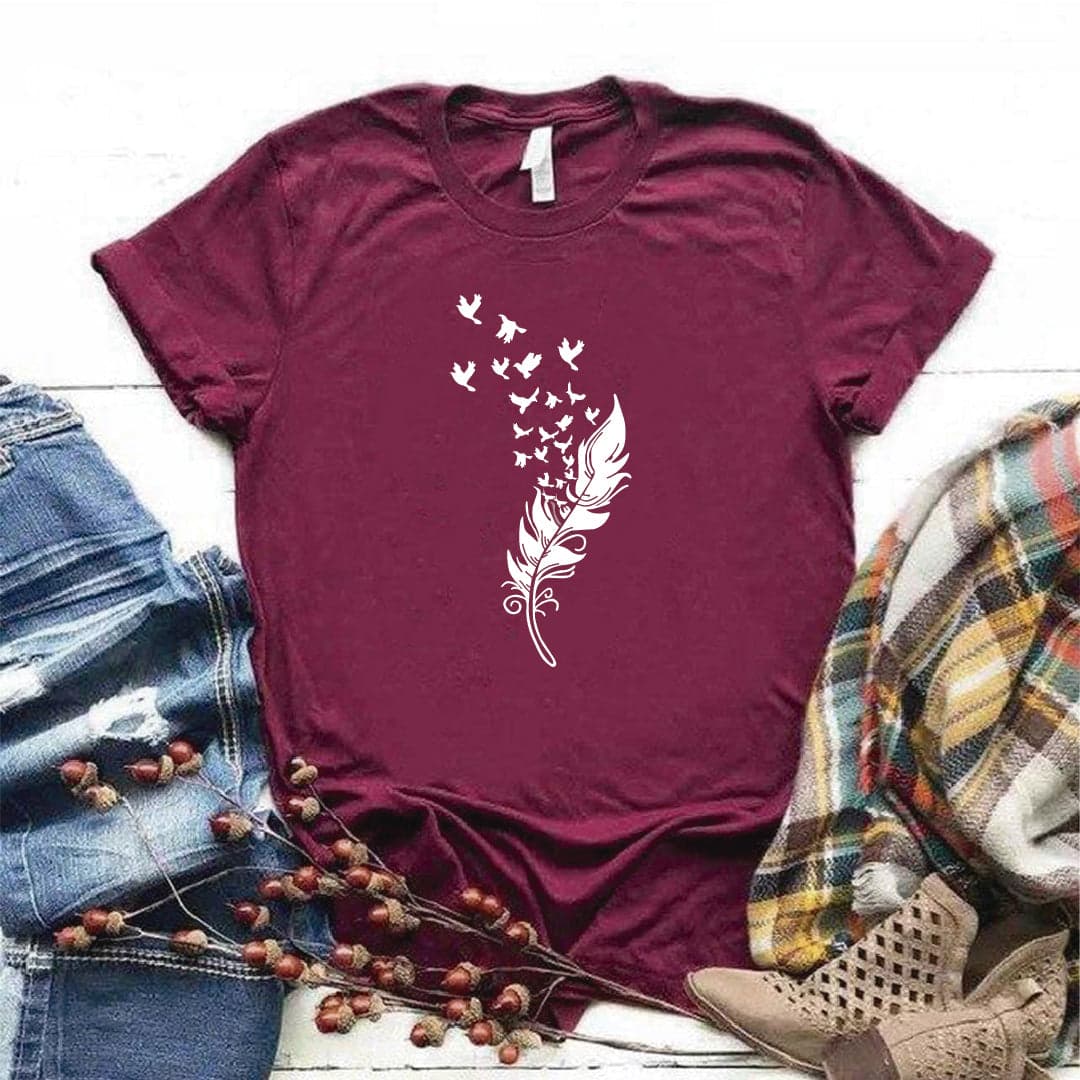 Camisa estampada tipo T-shirt Plumas Pajaros — foto 5