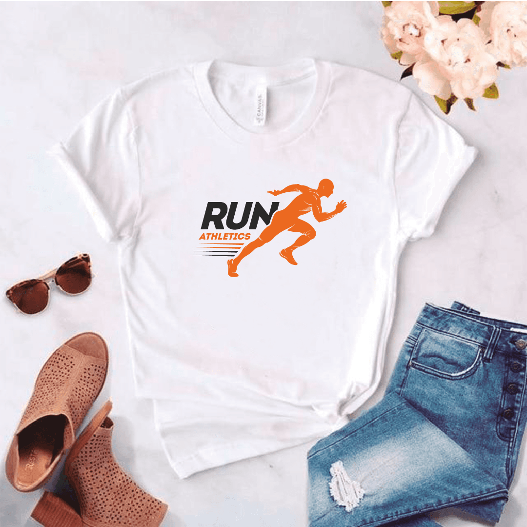 Camiseta estampada tipo T-shirt RUN ATHLETICS HOMBRE PREPARADO PARA CORRER (FITNESS) (DAMA) — foto 3