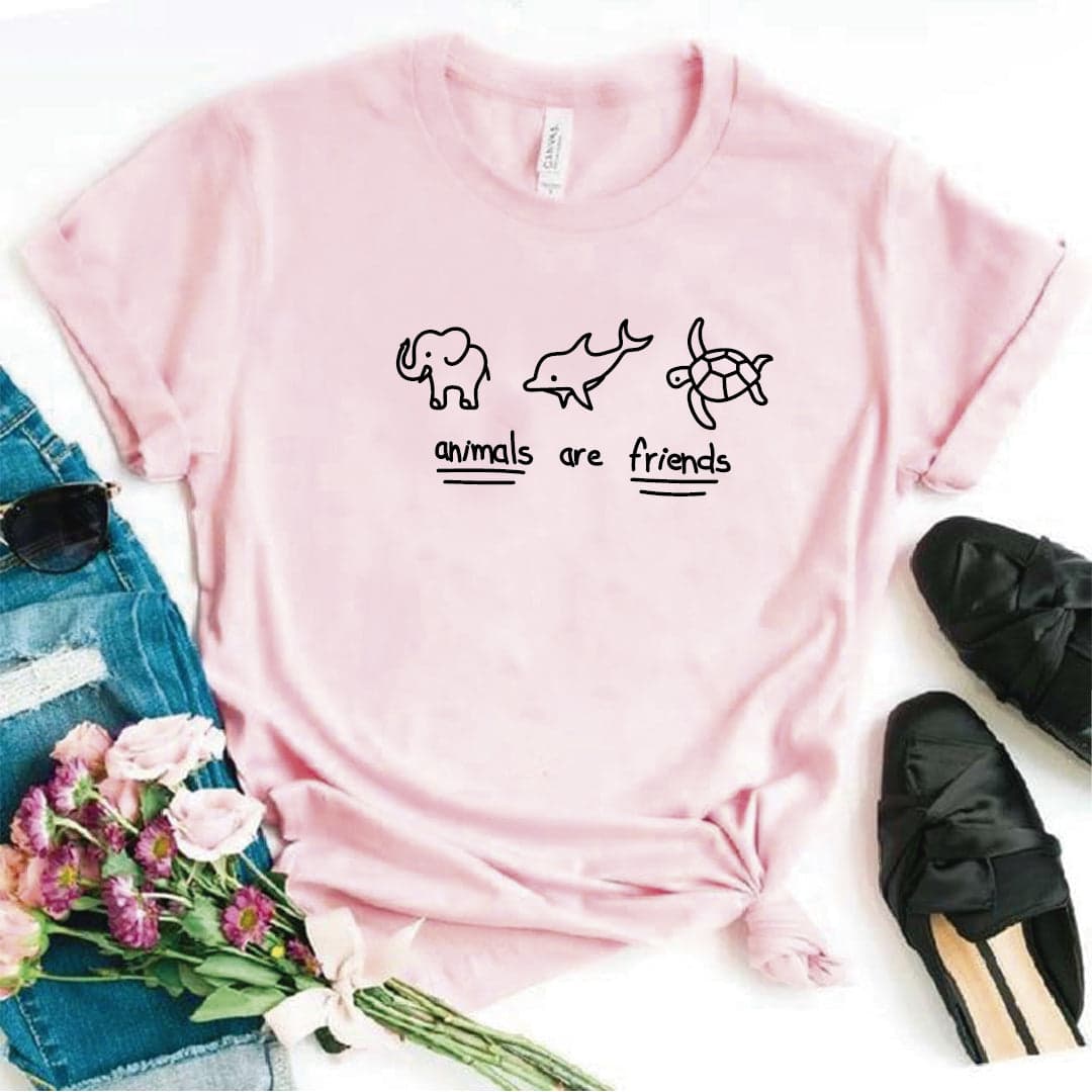 Camisa estampada tipo T-shirt animals are friends tortuga elefante delfin — foto 7