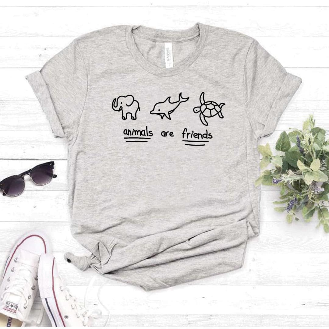 Camisa estampada tipo T-shirt animals are friends tortuga elefante delfin — foto 1