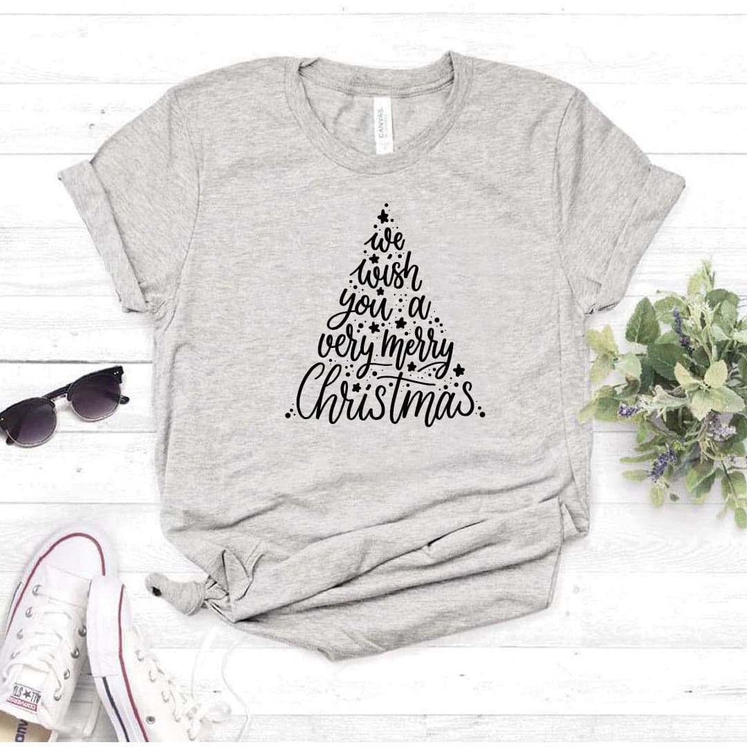 Camisa estampada tipo T-shirt We wish you a very merry christmas (Árbol de navidad) — foto 7