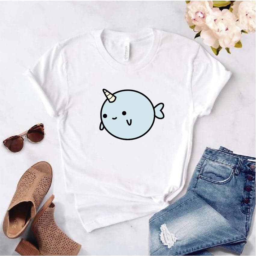 Camisa estampada tipo T-shirt de poli algodón UNICORNIO BALLENA (NARVAL) — foto 1