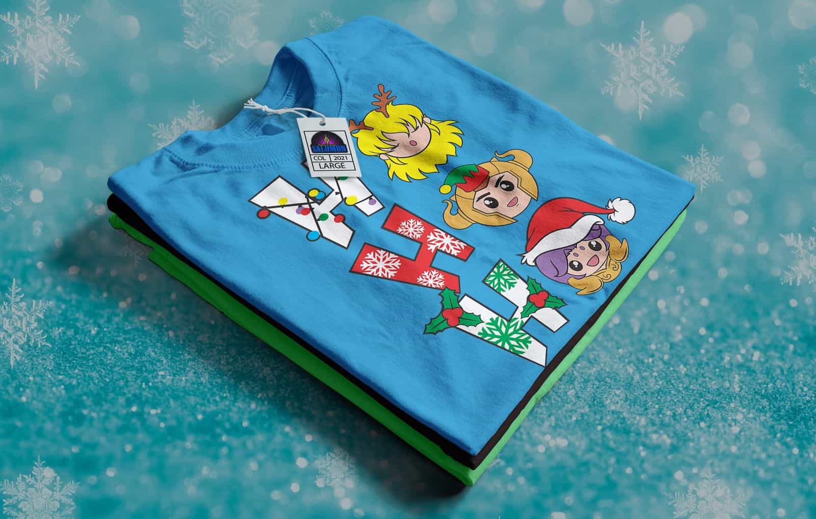 Camisa estampada tipo T-shirt CABALLEROS DEL ZODIACO CHIBI NAVIDAD