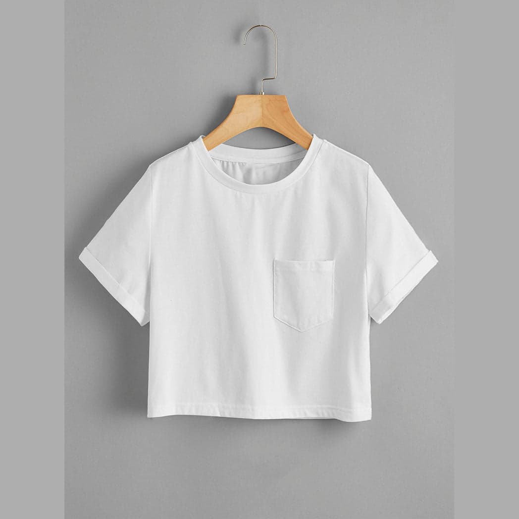 Camiseta corta unicolor con bolsillo — foto 3