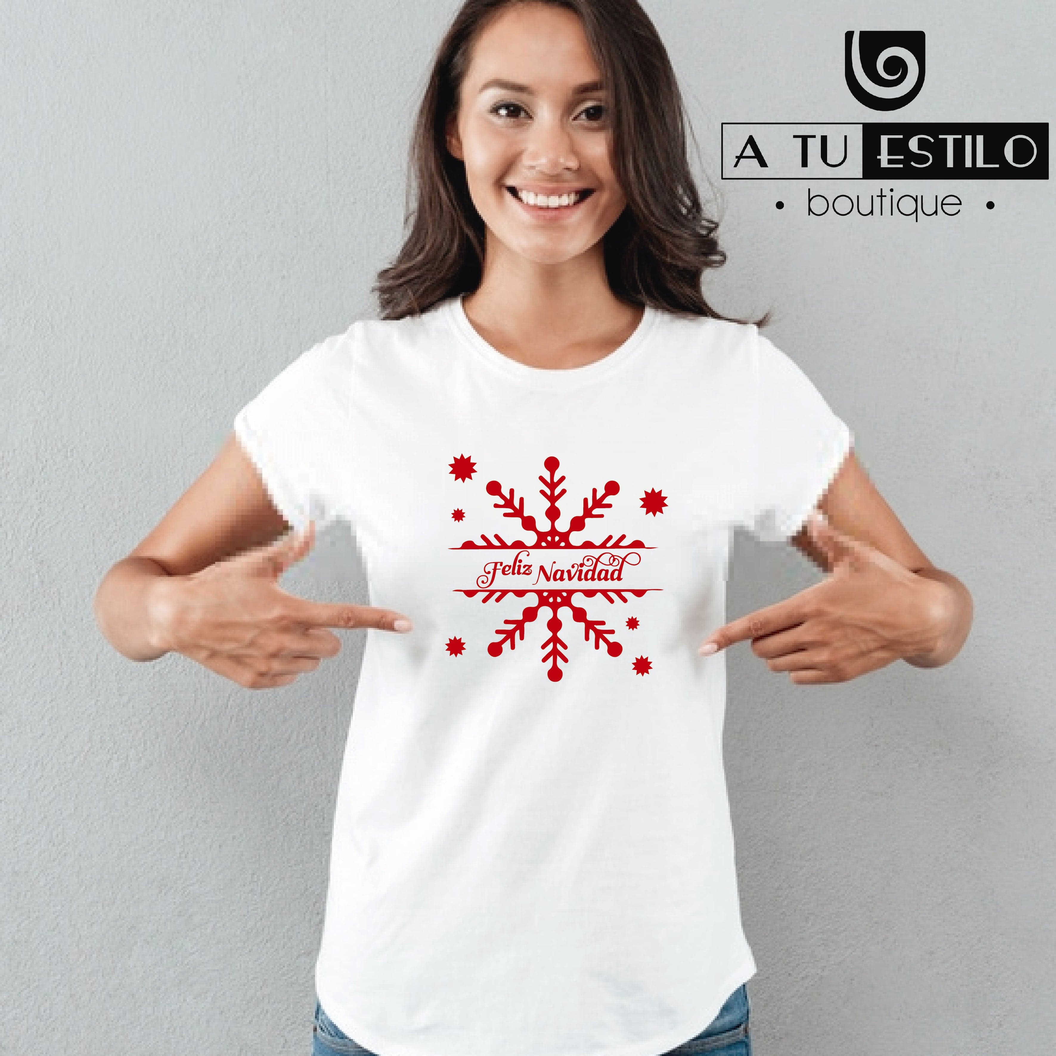 Camiseta T-shirt mujer FELIZ NAVIDAD COPO DE NIEVE — foto 1