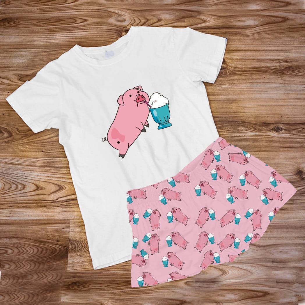 Pijama Estampada en poli algodón SHORT con el diseño de CERDITO MALTEADA — foto 1