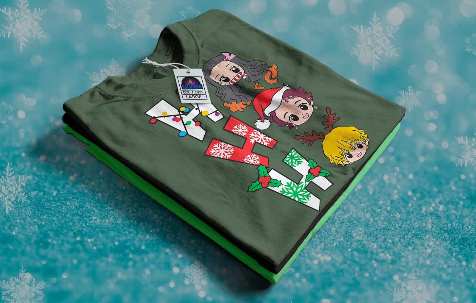 Camisa estampada tipo T-shirt DEMON SLYER NAVIDAD