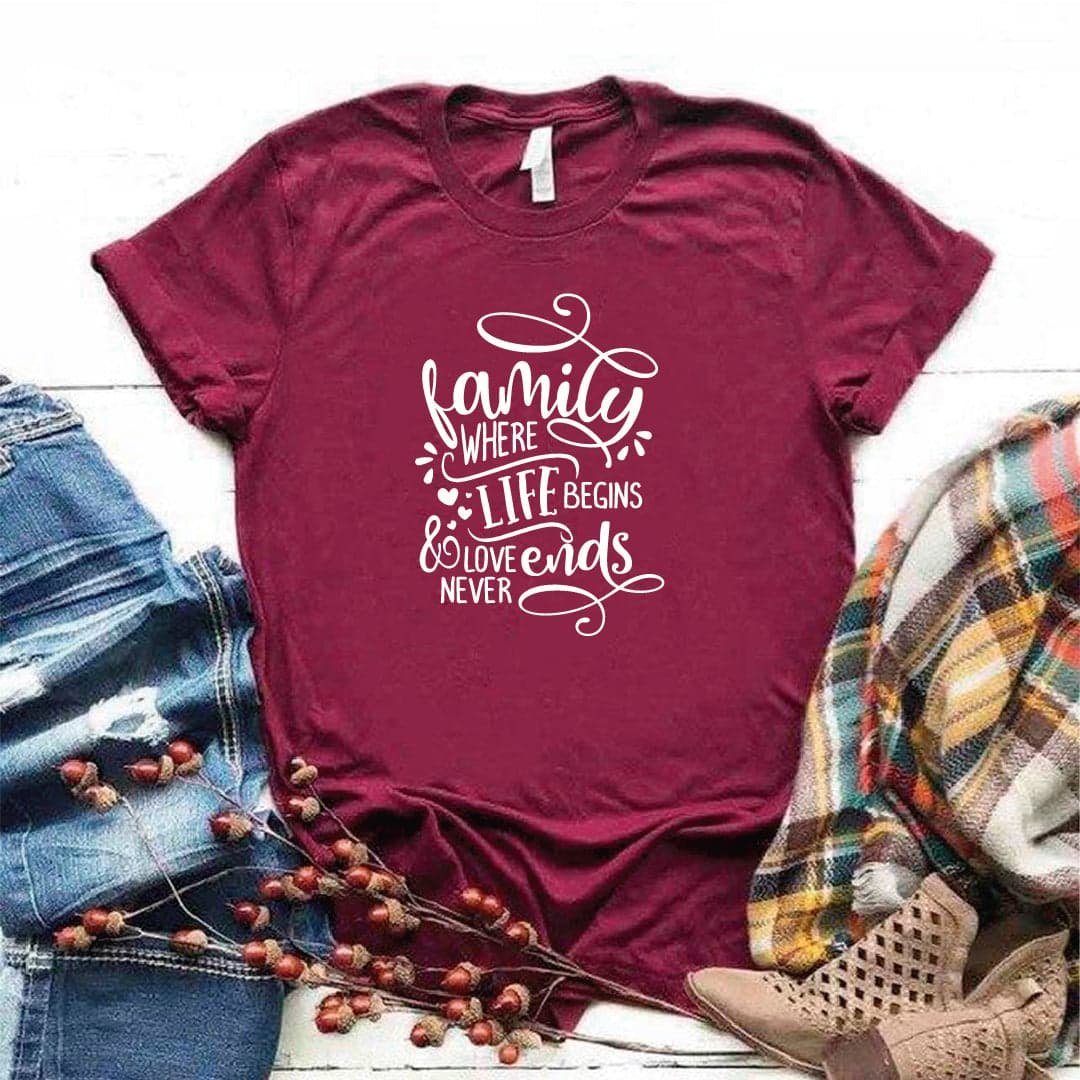 Camisa estampada tipo T- shirt Family where life begins and love never ends — foto 4