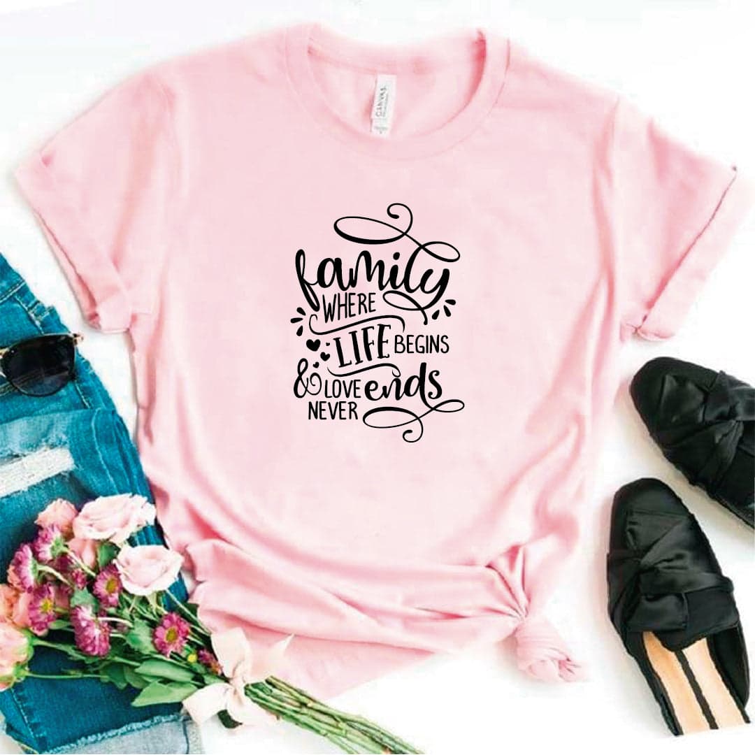 Camisa estampada tipo T- shirt Family where life begins and love never ends — foto 7