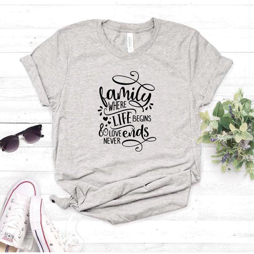 Camisa estampada tipo T- shirt Family where life begins and love never ends — foto 8