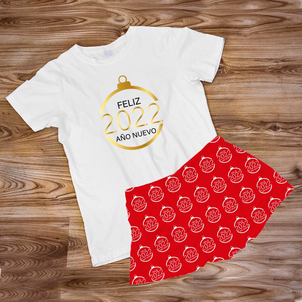 Pijama Estampada en poli algodón de Short (Navidad) feliz año nuevo 2022 — foto 1