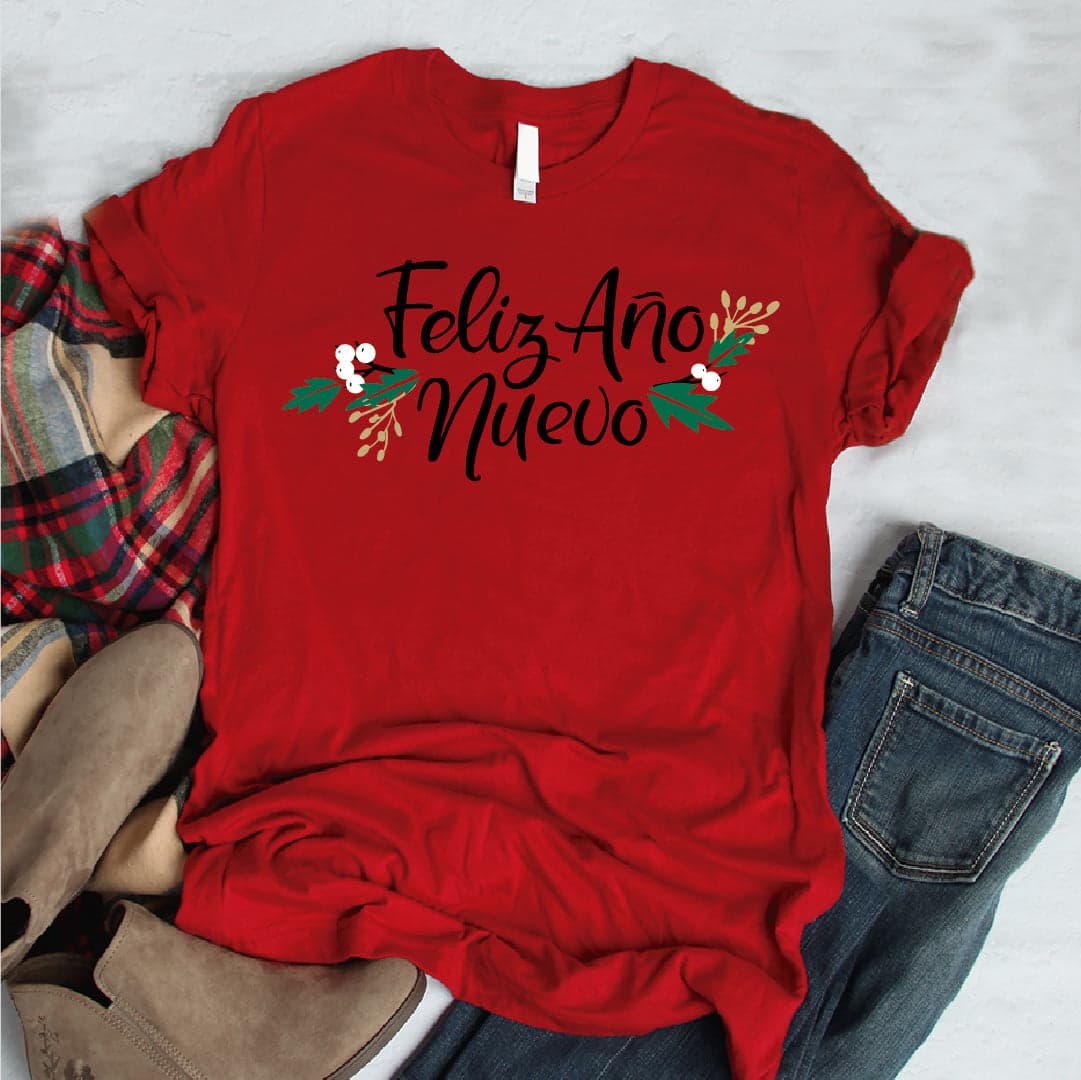 Camisa estampada tipo T-shirt (navidad) feliz año nuevo con hojas — foto 7