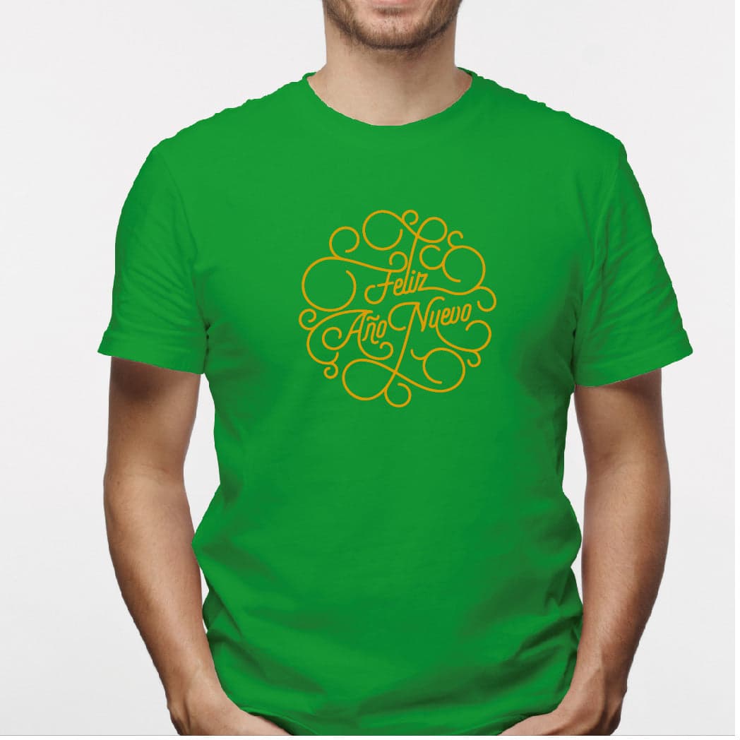 Camisa estampada para hombre tipo T-shirt (NAVIDAD) feliz año nuevo en dorado — foto 5