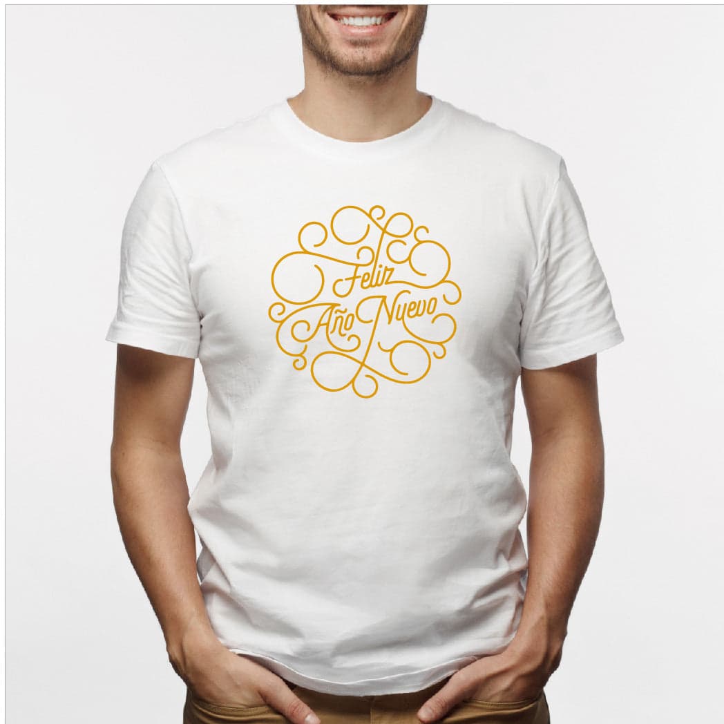 Camisa estampada para hombre tipo T-shirt (NAVIDAD) feliz año nuevo en dorado — foto 6