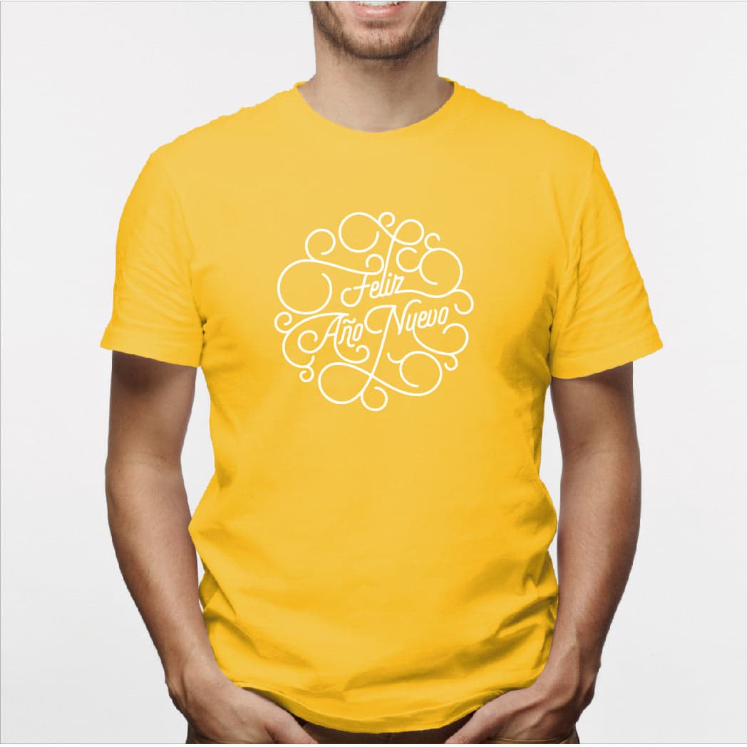 Camisa estampada para hombre tipo T-shirt (NAVIDAD) feliz año nuevo en dorado — foto 7