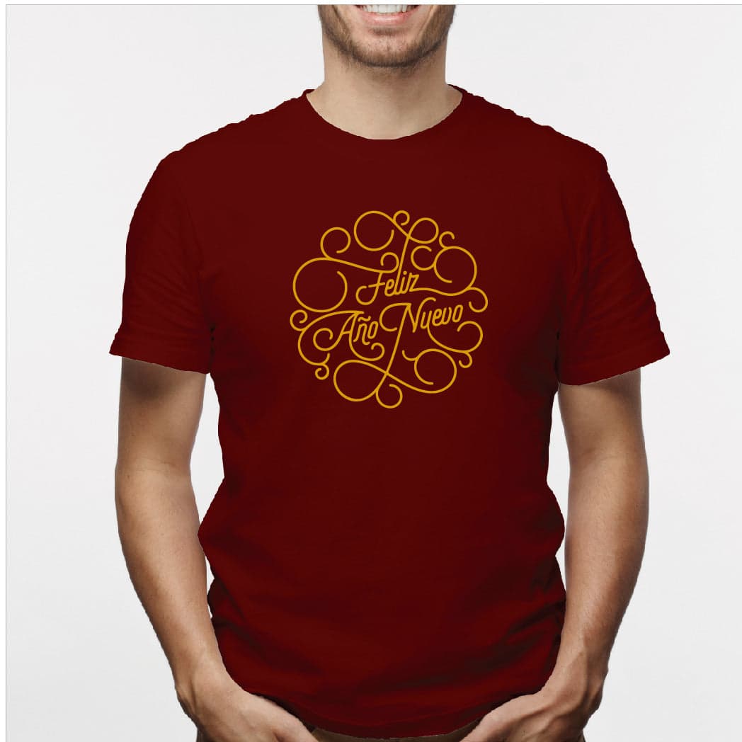 Camisa estampada para hombre tipo T-shirt (NAVIDAD) feliz año nuevo en dorado — foto 1