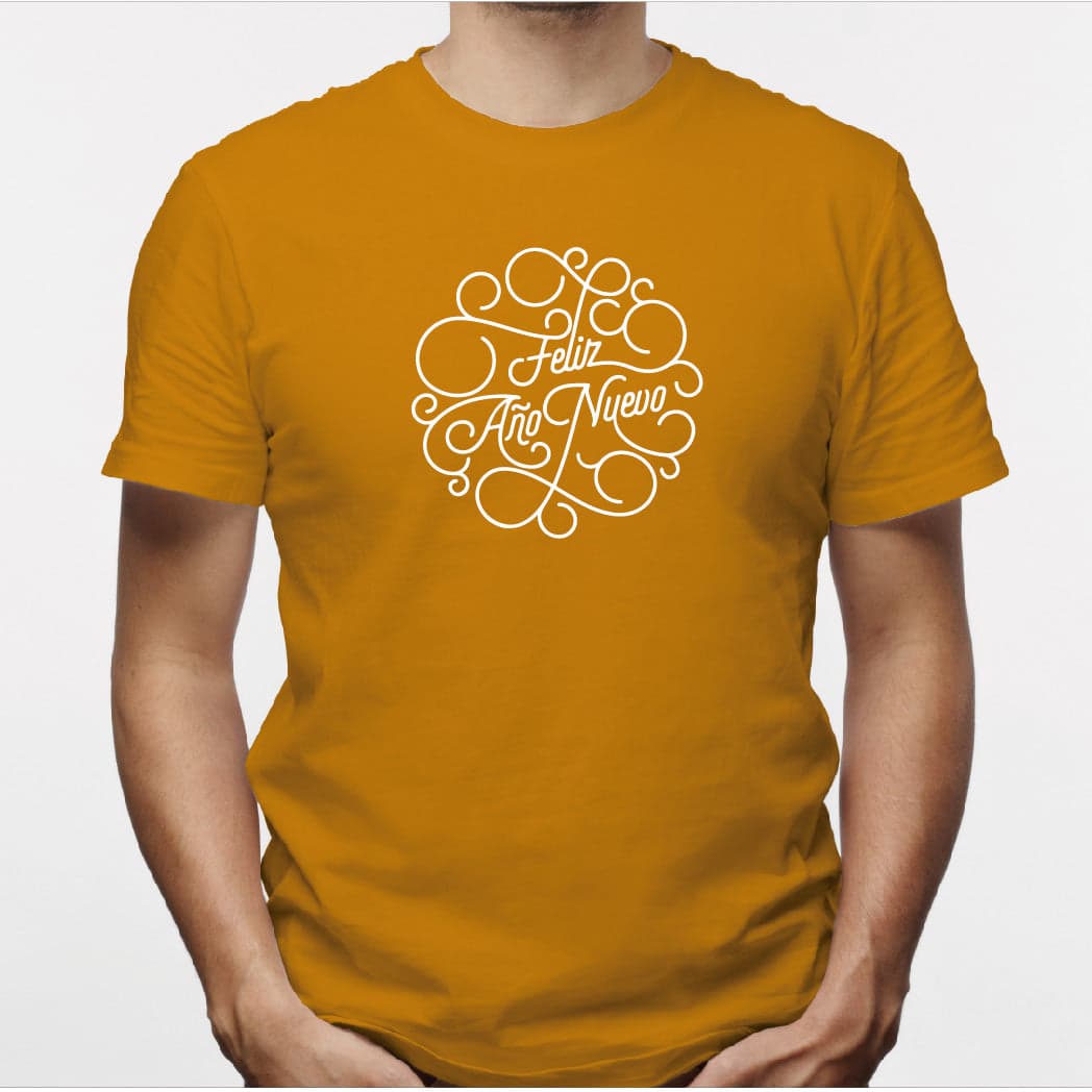 Camisa estampada para hombre tipo T-shirt (NAVIDAD) feliz año nuevo en dorado — foto 2