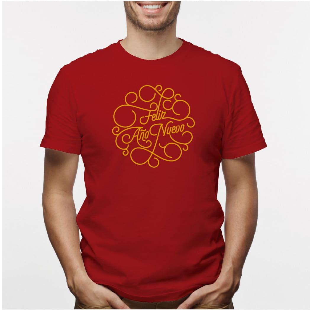 Camisa estampada para hombre tipo T-shirt (NAVIDAD) feliz año nuevo en dorado — foto 3