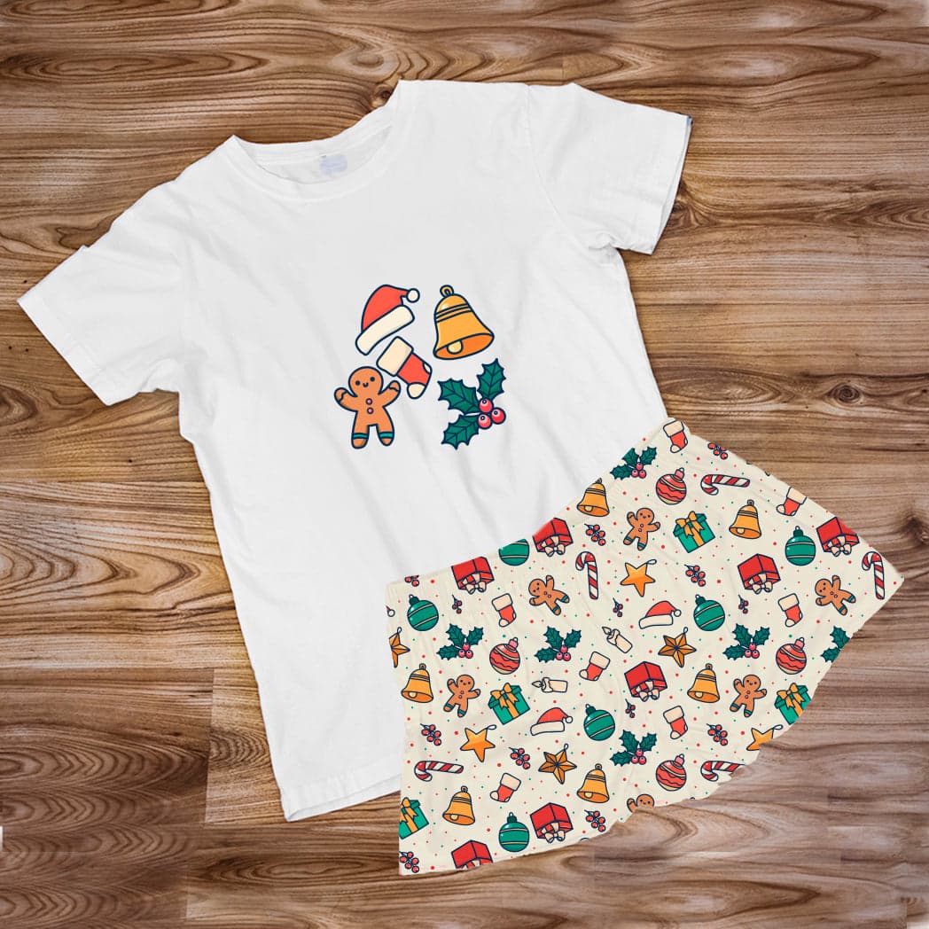 Pijama Estampada en poli algodón de Short Galleta adornos navideños — foto 1