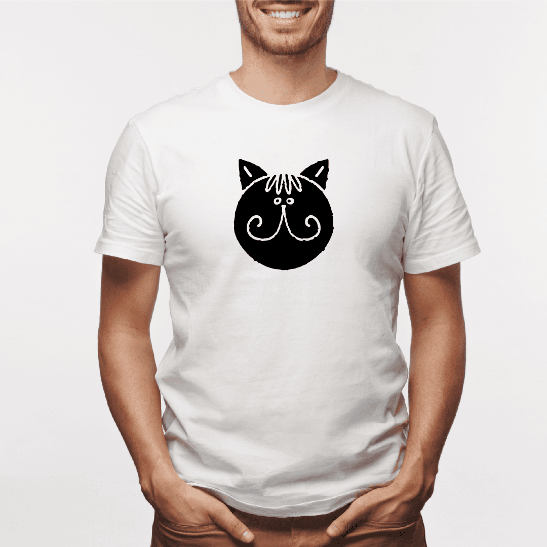 Camisa estampada para hombre tipo T-shirt Gato cara Redonda bigotes — foto 6