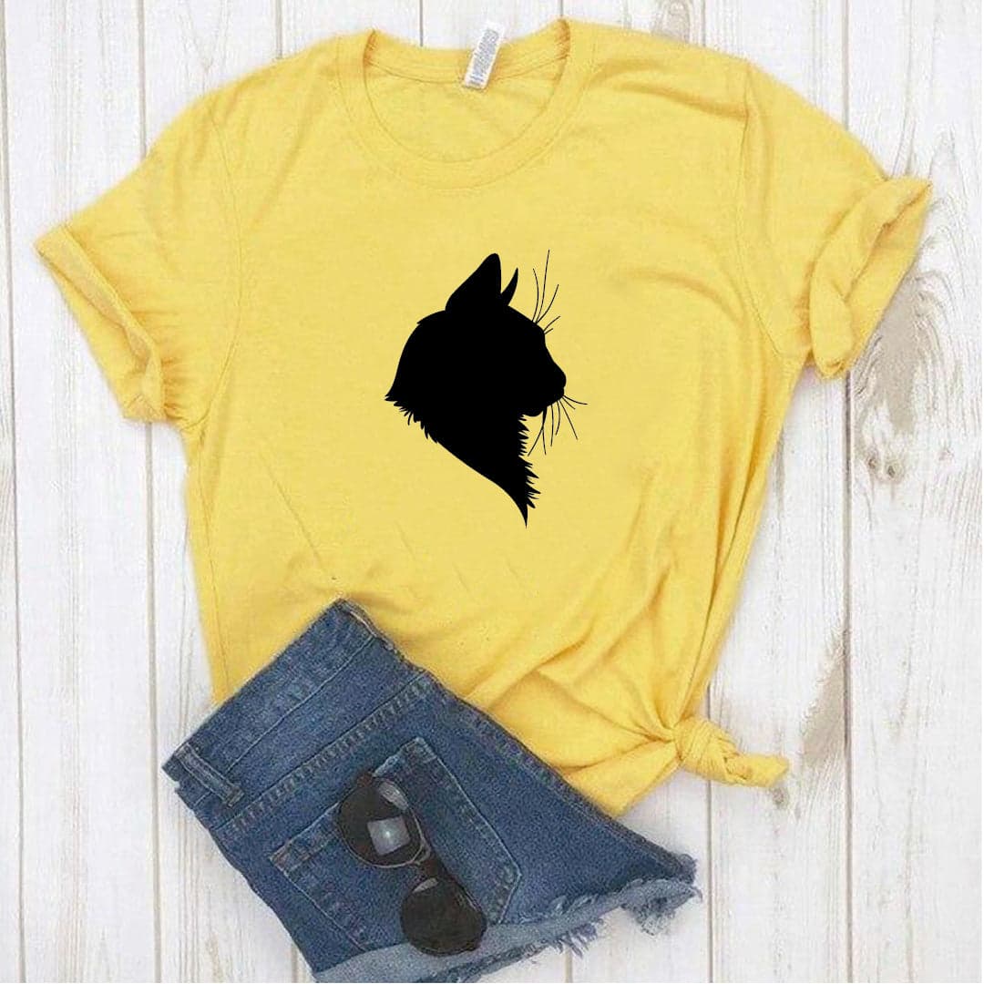 Camisa estampada tipo T-shirt Gato perfil (silueta) — foto 4