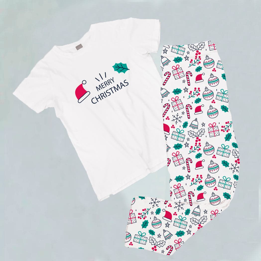 Pijama estampada de pantalón Largo MERRY CHRISTMAS SOMBRERO HOJA — foto 1