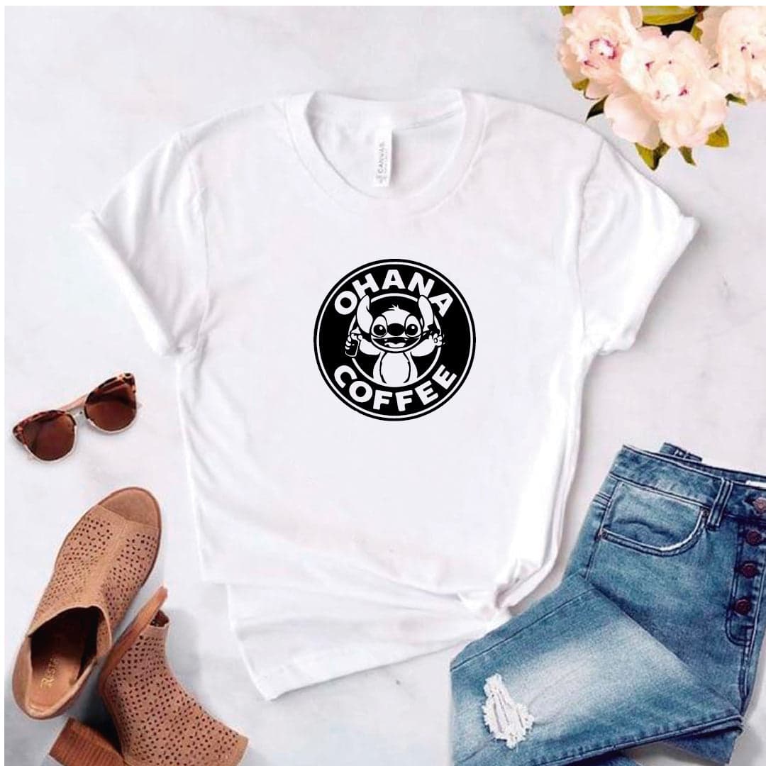 Camisa estampada tipo T- shirt Ohana Coffe (Stich) — foto 3
