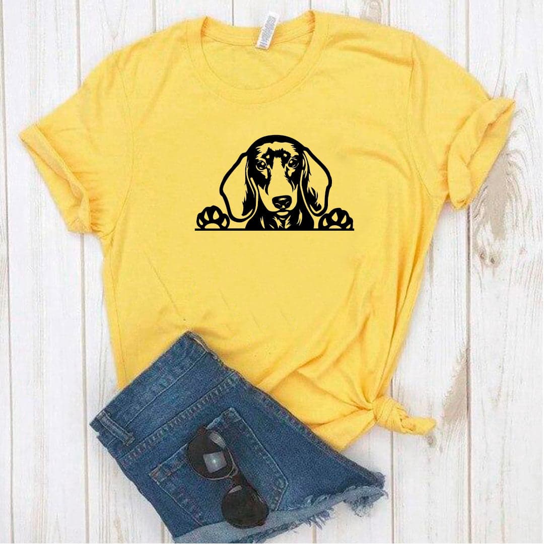 Camisa estampada tipo T- shirt Perro Salchicha ASOMADO — foto 2