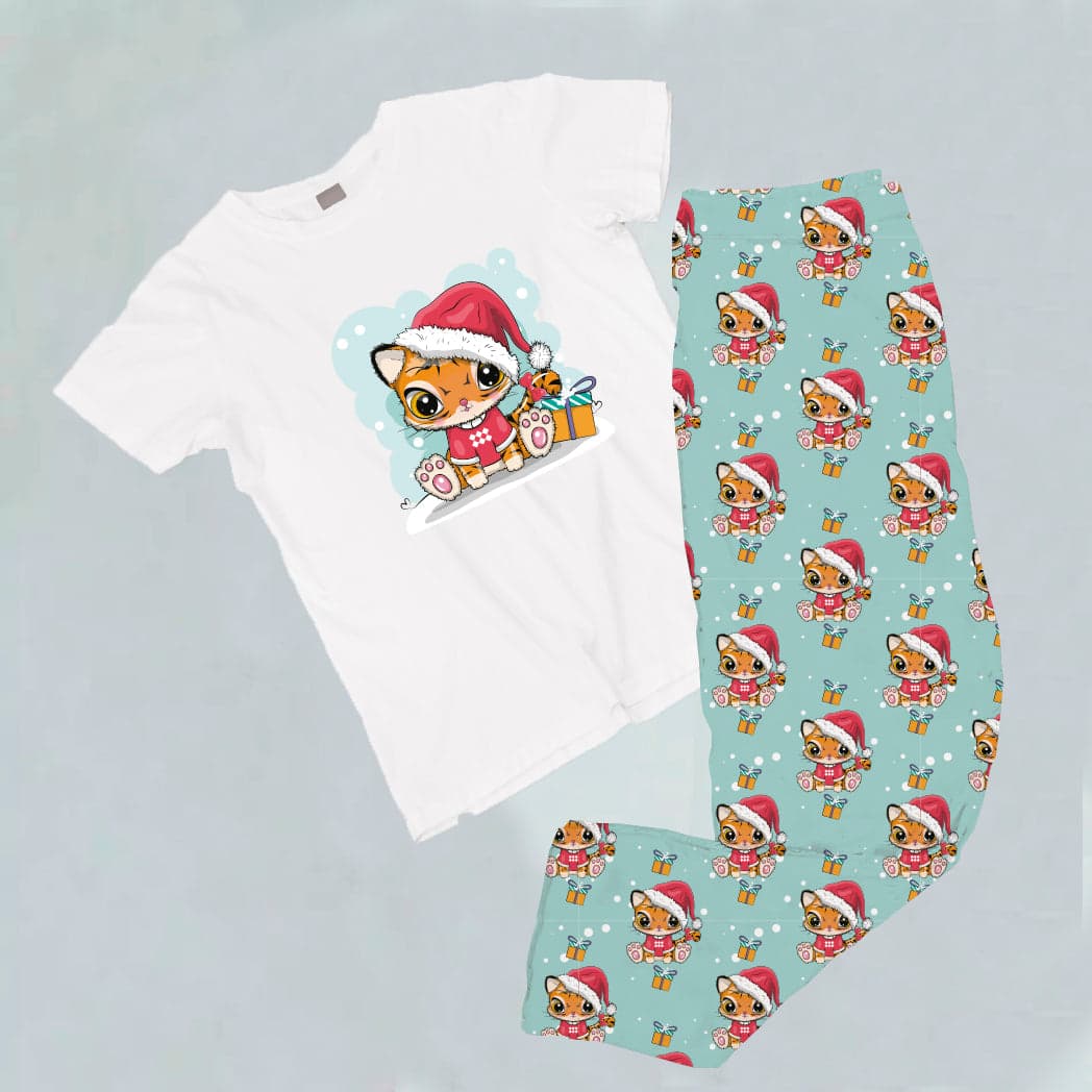 Pijama estampada de pantalón Largo Tigre navidad — foto 1