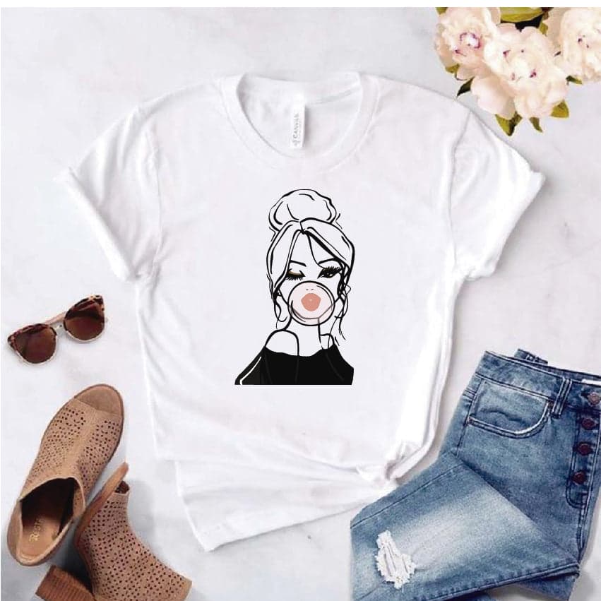 Camisa estampada tipo T-shirt de polialgodon muñeca chicle — foto 1