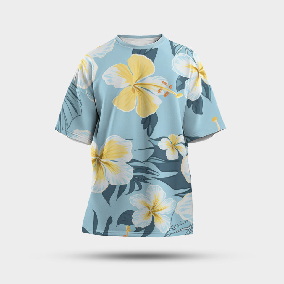 Camiseta Oversize 'Floración Azul' - Elegancia Floral en Patrón Sublimado