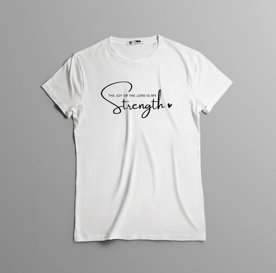 Camiseta 'La Alegría del Señor es mi Fuerza' - Inspiración Espiritual en Algodón de Calidad camiseta cristiana