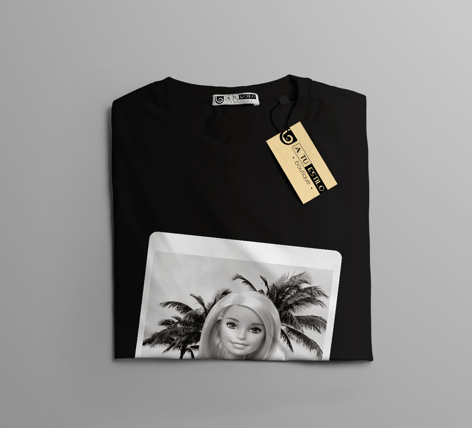 Camisetas Barbie fotografia blanco y negro: Moda Retro en Algodón 100% Estampado