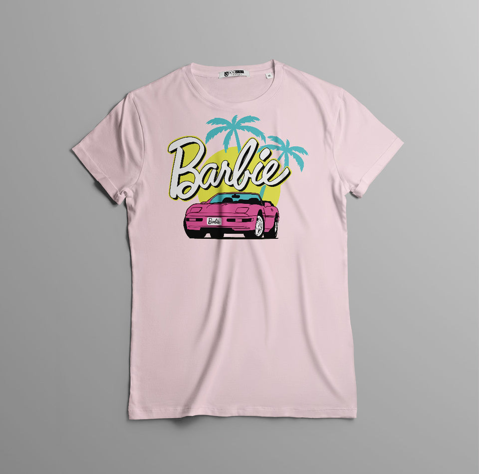 Camisetas Barbie carro barbie: Moda Retro en Algodón 100% Estampado