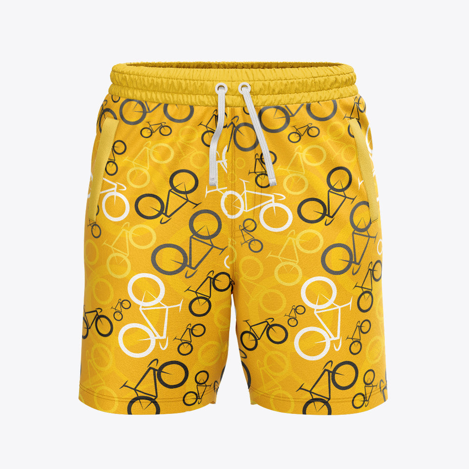 Bermudas / pantalonetas para caballero estampadas bicicleta amarilla