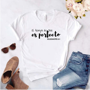 Camisa estampada Cristiana tipo T- shirt EL TIEMPO DE DIOS ES PERFECTO