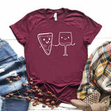 Camisa estampada tipo T-shirt Pizza y Vino