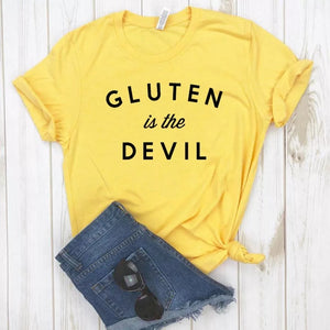 Camiseta estampada T-shirt Gluten is the devil
