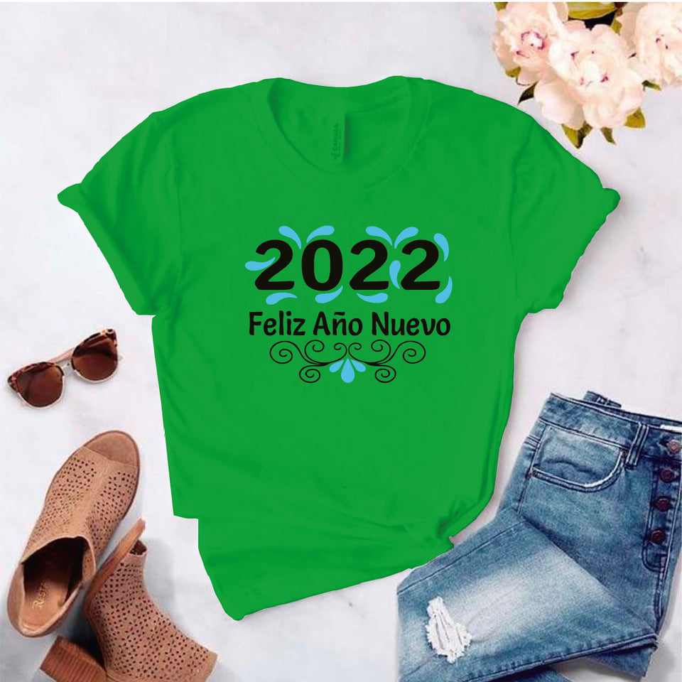 Camisa estampada  tipo T-shirt (navidad) 2022 feliz año nuevo