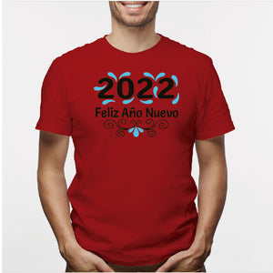 Camisa estampada para hombre  tipo T-shirt (NAVIDAD) 2022 feliz año nuevo