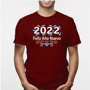 Camisa estampada para hombre  tipo T-shirt (NAVIDAD) 2022 feliz año nuevo