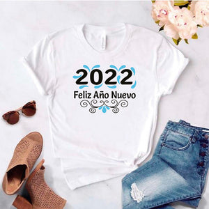 Camisa estampada  tipo T-shirt (navidad) 2022 feliz año nuevo