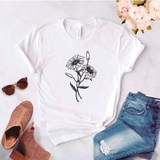 Camiseta estampada tipo T-shirt 2 FLORES CRUZADAS