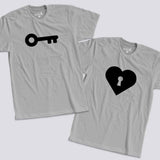 Camiseta estampada T- shirt Pareja Corazón y llave
