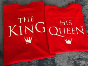 Camiseta estampada pareja T-shirt The King / The Queen rojo
