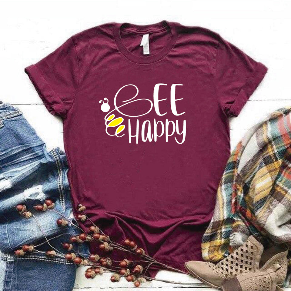 Camisa estampada  tipo T-shirt BE HAPPY TIPOGRAFIA