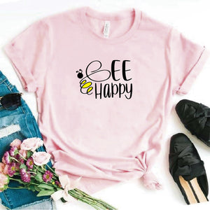 Camisa estampada  tipo T-shirt BE HAPPY TIPOGRAFIA