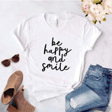 Camiseta estampada T-shirt Be Happy and Smile